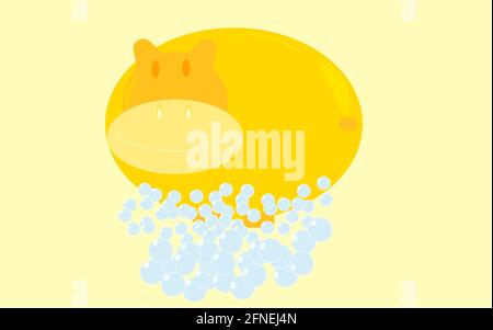 Savon sous forme d'hippopotame. Bulles de savon Illustration de Vecteur