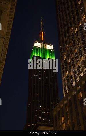 Vue depuis le 102e étage de l'Empire State Building construit en 1930/31 Banque D'Images