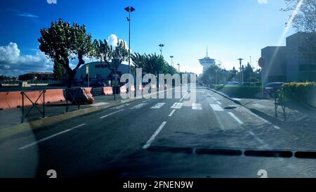 Phare de la Méditerranée between two hotels in Palavas les Flots, near  Carnon Plage, Montpellier, Occitanie, South of France Stock Photo - Alamy