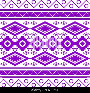 Motif mexicain traditionnel sans couture en violet et blanc. Illustration de Vecteur