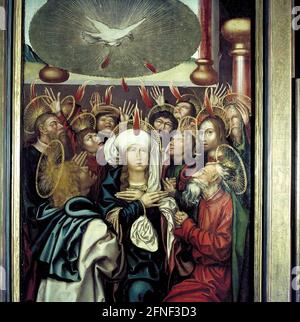 'La peinture ''Pentecôte'' de Hans Fries (1460-1523) au Musée d'Art et d'Histoire de Fribourg, Suisse. [traduction automatique]' Banque D'Images