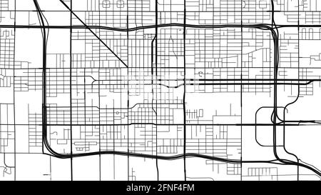 Carte d'arrière-plan vectorielle noir et blanc de la ville de Phoenix, illustration de la cartographie des rues et de l'eau. Format écran large, design numérique plat rue Illustration de Vecteur