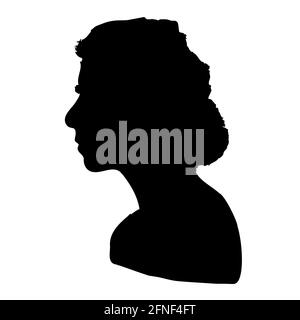 Silhouette de femme élégante profil de visage. Gris noir sur fond blanc. Illustration vectorielle. Illustration de Vecteur