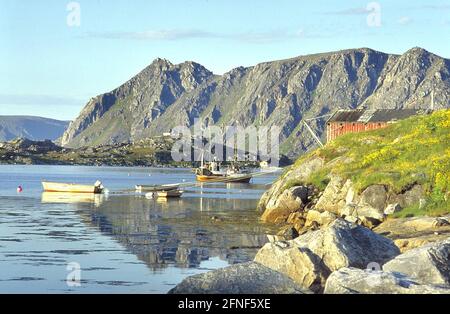 'Skarsvåg sur l'île de Mager ''y est le village de pêcheurs le plus au nord d'Europe. [traduction automatique]' Banque D'Images