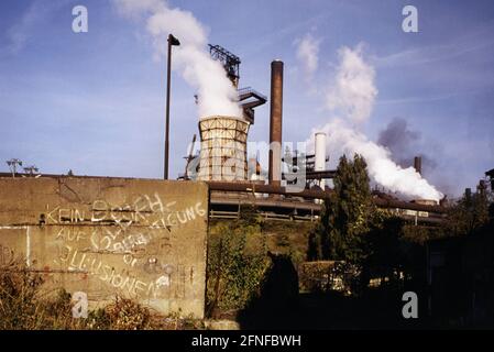 Vue de l'usine de haut fourneau Hamborn de Thyssen AG à Duisburg en 1997. [traduction automatique] Banque D'Images