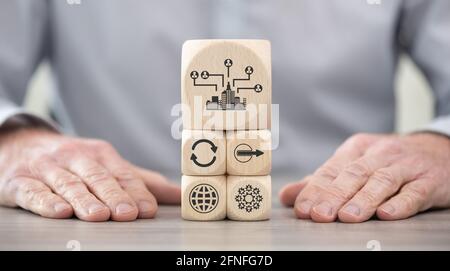 Wooden blocks with symbol of bpo concept Banque D'Images