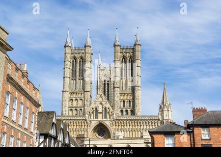 La cathédrale de Lincoln se trouve à l'ouest de Castle Hill Banque D'Images