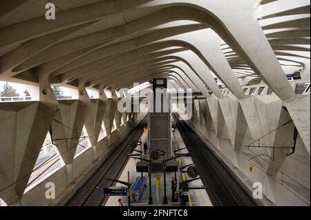 Europe, France, Gare de Satolas (TGV) reliée à l'aéroport de Lyon Saint-Exupéry. Banque D'Images