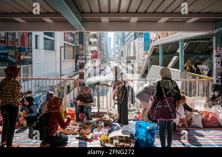 Hong Kong - novembre 2019 : dimanche, les femmes, les femmes de la plupart des femmes de la chine continentale des philippines en indonésie, ont passé leur journée à Hong Kong Banque D'Images