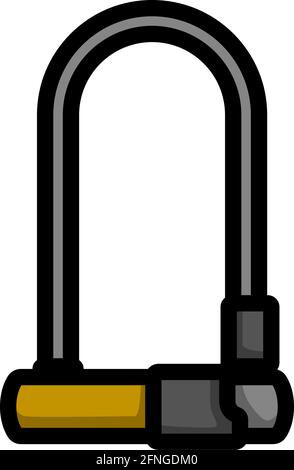 Icône de verrouillage de vélo. Contour gras modifiable avec Color Fill Design. Illustration vectorielle. Illustration de Vecteur