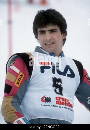 Ski alpin: Championnats du monde à Crans Montana/Slalom/08.02.1987. Joel Gaspoz (FRA) en portrait. [traduction automatique] Banque D'Images