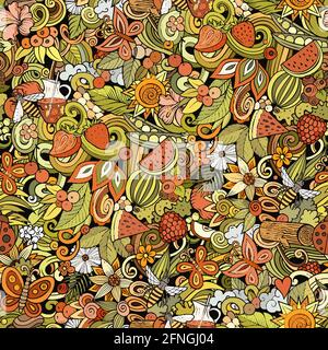 Motif estival sans coutures pour dessins animés. Illustration de Vecteur