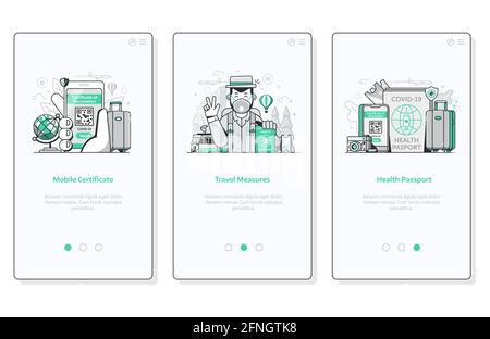 Écrans de l'interface utilisateur de l'application mobile de la campagne d'immunité mondiale Illustration de Vecteur