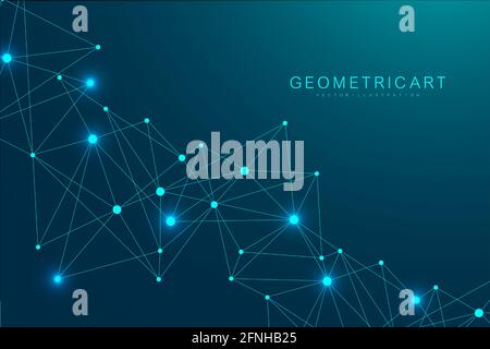 Grand Fond de visualisation de données. Résumé fond virtuel futuriste moderne. Science network pattern, la connexion de lignes et points. Réseau mondial Illustration de Vecteur