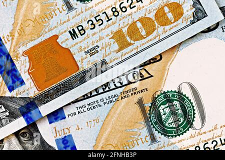topview de fragment de billets en dollars comme un fond Banque D'Images