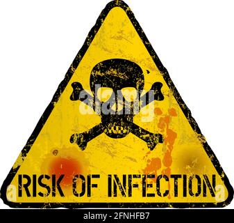 infection par le virus corona et signe d'alerte épidémique, type grungy, vecteur, isolé Illustration de Vecteur