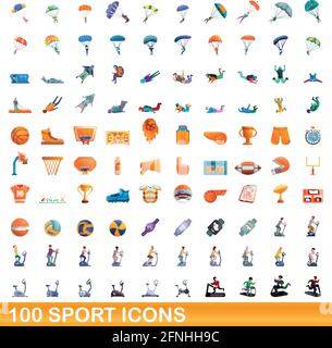 100 sport icons set. Cartoon illustration de 100 sport icons vector set isolé sur fond blanc Illustration de Vecteur