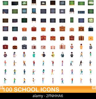 ensemble de 100 icônes d'école. Illustration de 100 icônes d'école ensemble de vecteur isolé sur fond blanc Illustration de Vecteur