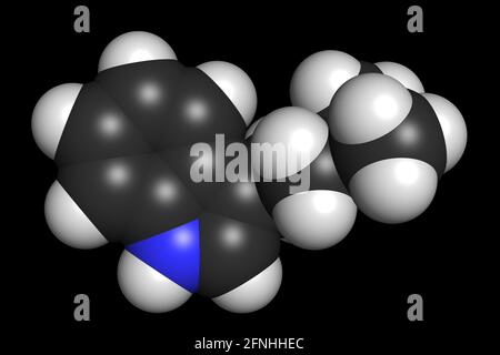 La molécule de médicament psychédélique DMT diméthyltryptamine 3D rend la structure chimique Banque D'Images