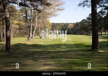 Le jour du printemps, partez sur le parcours de golf Dennis Highlands. Dennis, Massachusetts sur Cape Cod, États-Unis Banque D'Images