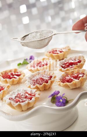 Fraise Rhubarb Tart sur blanc Banque D'Images