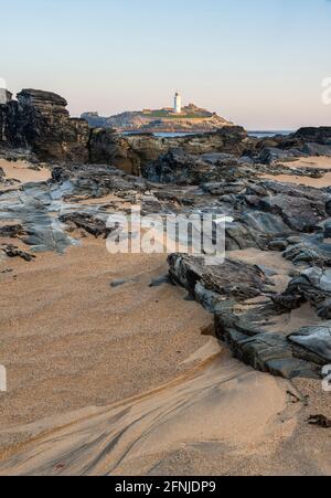 Magnifique et insolite image de paysage du phare de Godrevy sur Cornouailles côte Banque D'Images