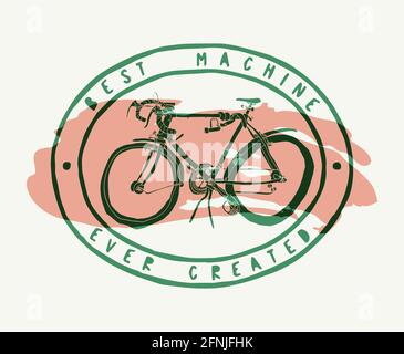 La meilleure machine jamais créée. T-shirt à motif bicyclette. Illustration de Vecteur