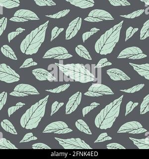 Motif sans couture avec feuilles d'art turquoise minimaliste et moderne Illustration de Vecteur