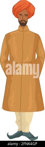 Homme indien portant des vêtements indiens traditionnels Illustration de Vecteur
