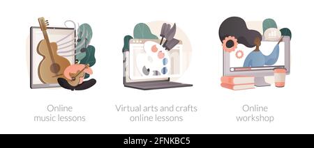 L'éducation en ligne tout en auto-isolation des illustrations vectorielles abstraites de concept. Illustration de Vecteur