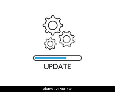 Mettre à jour l'arrière-plan blanc isolé de l'icône. Concept de mise à niveau du système. Processus de chargement ou d'actualisation. État de l'application en mode déplié. Mise à jour de la conception. Vecteur Illustration de Vecteur