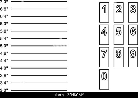 Tableau des hauteurs de police avec les numéros suspects dans l'ensemble de vecteurs Illustration de Vecteur