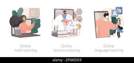 Apprentissage en ligne de sujets scolaires résumé concept illustrations vectorielles. Illustration de Vecteur
