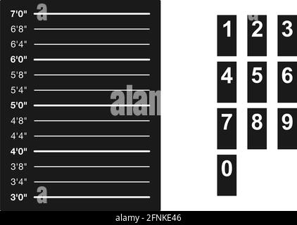 Tableau des hauteurs de police avec les numéros suspects dans l'ensemble de vecteurs Illustration de Vecteur