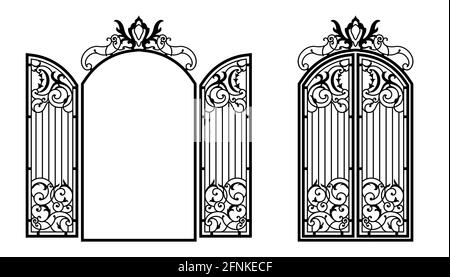 Silhouette d'une ancienne porte.élément architectural décoratif pour la découpe au laser. Illustration vectorielle Illustration de Vecteur