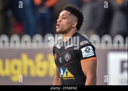 Castleford, Royaume-Uni. 17 mai 2021. Derrell Olpherts (2) de Castleford Tigers pendant le match à Castleford, Royaume-Uni, le 5/17/2021. (Photo de Richard long/News Images/Sipa USA) crédit: SIPA USA/Alay Live News Banque D'Images