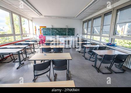 Cours vide en allemagne en raison du virus Corona comme école sont fermés les écoles restent ouvertes pendant les cas Covid. Banque D'Images