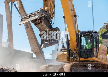 Construit en 1873, l'ancien service de police de Burlington, dans l'Iowa, est démoli par les promoteurs d'un nouveau projet. Banque D'Images
