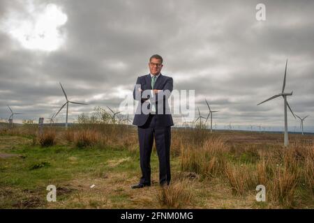 Alok Sharma Président de la COP26 en visite au parc éolien de Whitelee, Glasgow Banque D'Images