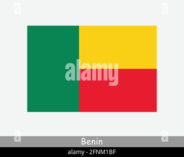 Drapeau national du Bénin. Drapeau de pays béninois. République du Bénin bannière détaillée. Fichier de découpe d'illustration de vecteur EPS Illustration de Vecteur