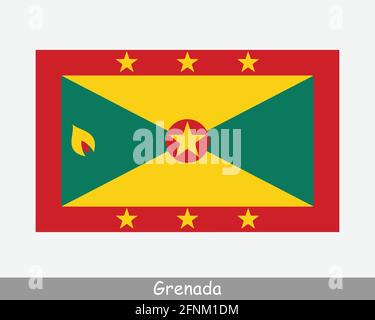 Drapeau national de la Grenade. Bannière détaillée du drapeau national du Grenadian. Fichier de découpe d'illustration de vecteur EPS Illustration de Vecteur