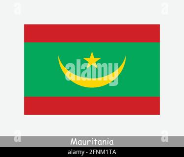 Drapeau national de Mauritanie. Drapeau mauritanien. République islamique de Mauritanie bannière détaillée. Fichier de découpe d'illustration de vecteur EPS Illustration de Vecteur