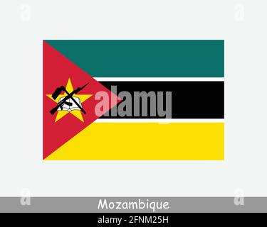 Drapeau national du Mozambique. Drapeau mozambicain. République du Mozambique bannière détaillée. Fichier de découpe d'illustration de vecteur EPS Illustration de Vecteur