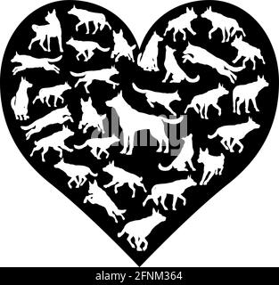 Coeur de Chien alsacien allemand Shepard Concept Illustration de Vecteur