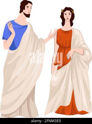Empire romain, homme et femme en vecteur de vêtements Illustration de Vecteur