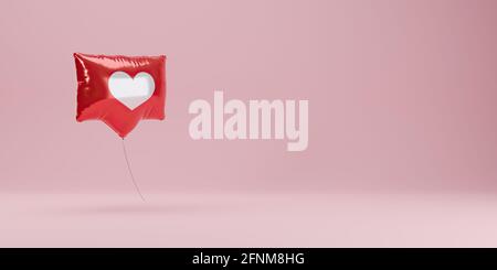 bannière avec bulle de notification rouge sur fond pastel. rendu 3d Banque D'Images