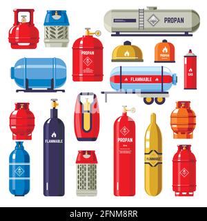 Bouteille de gaz et conteneurs avec vecteur de pétrole Illustration de Vecteur