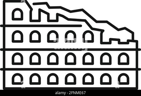 Icône de visite des ruines, style de contour Illustration de Vecteur