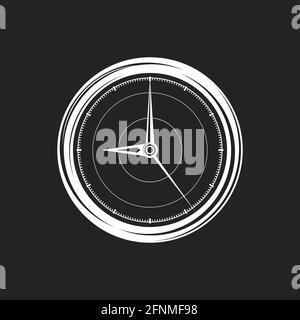 Horloge vintage noire. Icône plate isolée sur fond blanc. Illustration du temps rétro. Minutes et secondes. Temps de travailler ou de créer un concept. Illustration de Vecteur