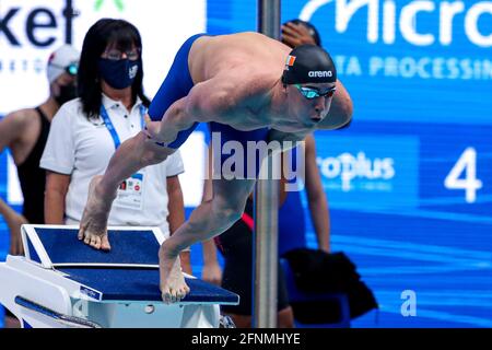 Budapest, Hongrie. 18 mai 2021. BUDAPEST, HONGRIE - MAI 18: Max McCusker of Ireland participant au tournoi Freestyle mixte de 4 x 200 m préliminaire lors des championnats européens d'Atics LEN natation à Duna Arena le 18 mai 2021 à Budapest, Hongrie (photo de Marcel ter Bals/Orange Pictures) crédit: Orange pics BV/Alay Live News crédit: Orange pics BV/Alay Live News Banque D'Images